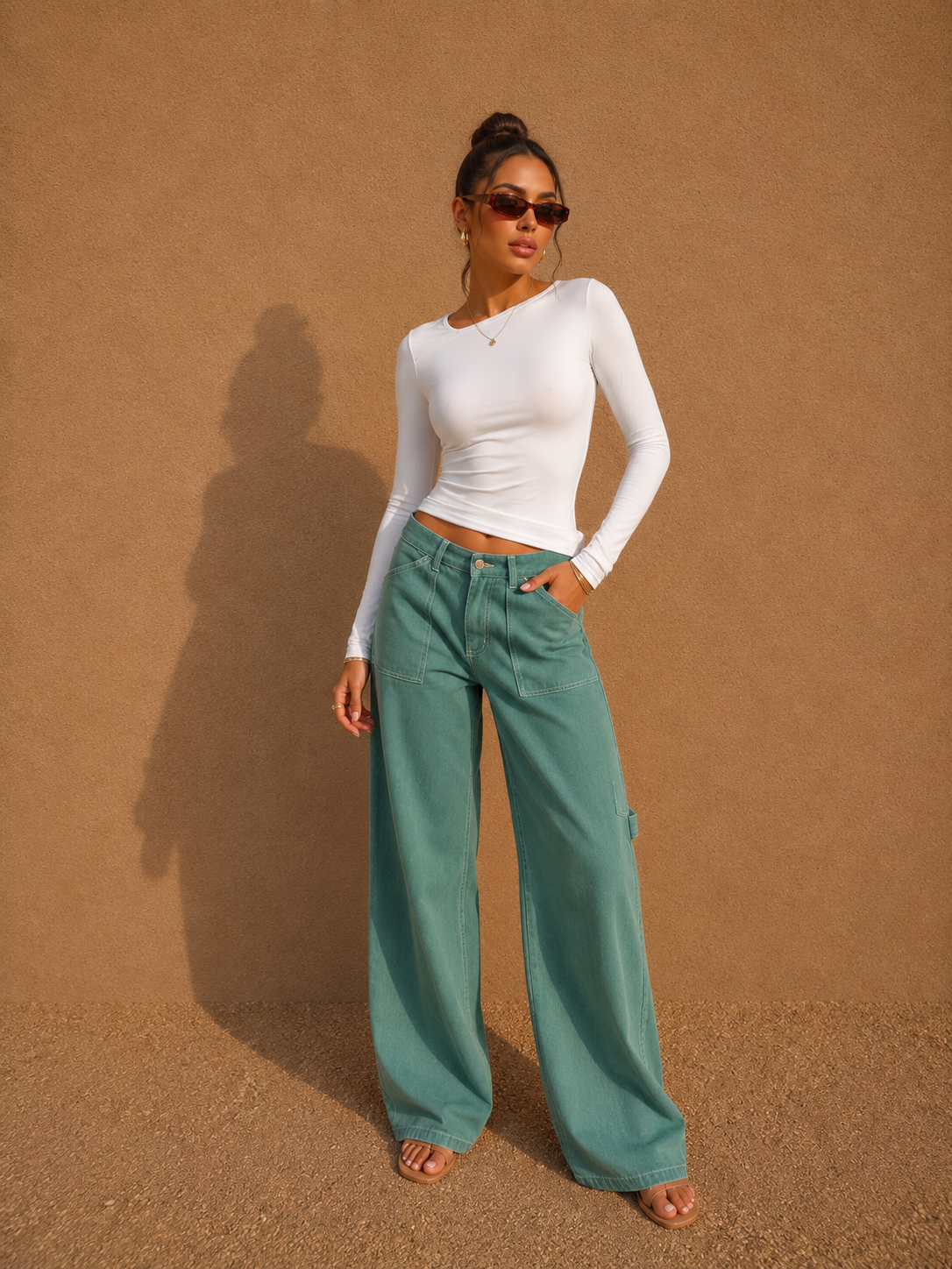 Langærmet slim top